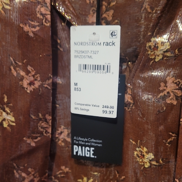 PAIGE Shimmering Gold Floral Blouse - Picture 4 of 6